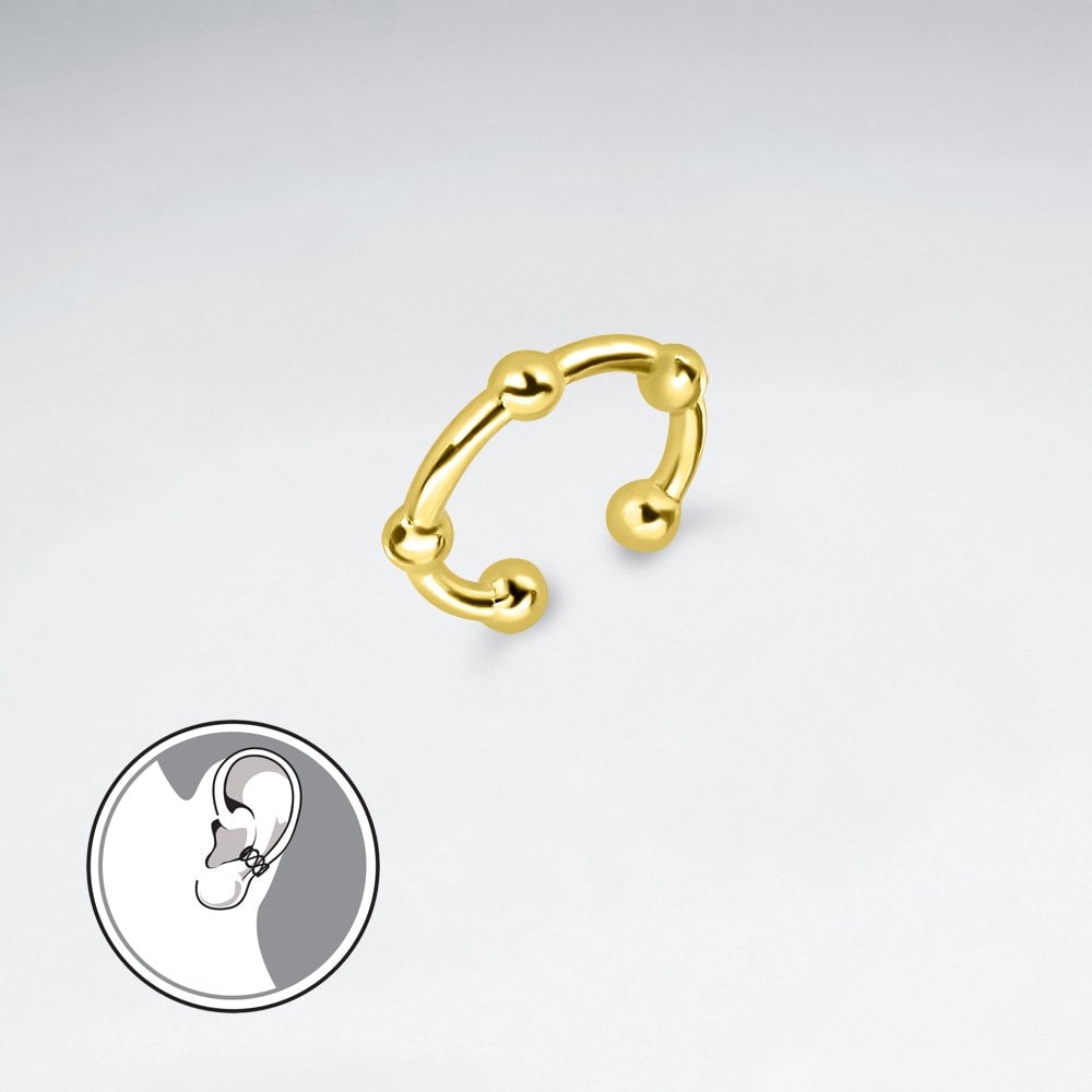 Sterling Silver Ball Ear Cuff Earrings