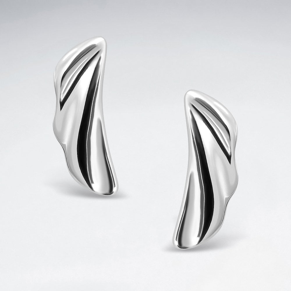 Sterling Silver Swirled Freeform Stud Earrings