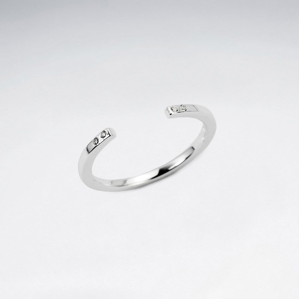 Sterling Silver CZ Open End Ring