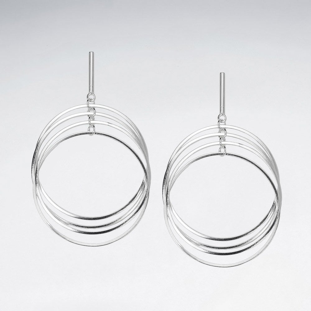 Sterling Silver Ring Cascade Drop Earrings