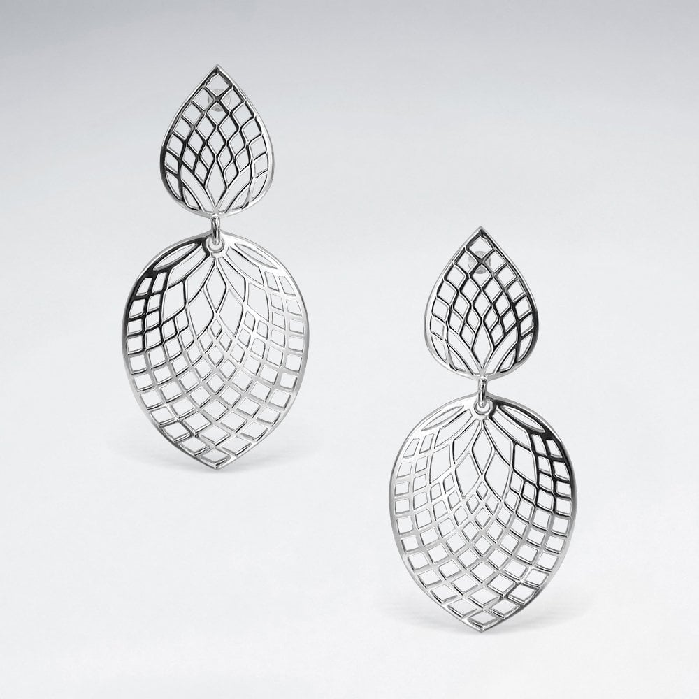 Sterling Silver Double Drop Filigree Marquis Earrings