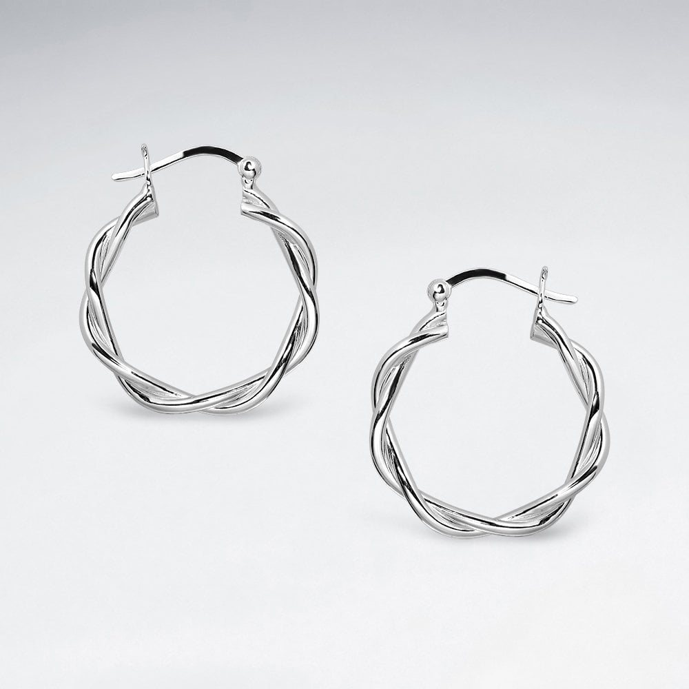 Sterling Silver Twisted Hoop Earrings