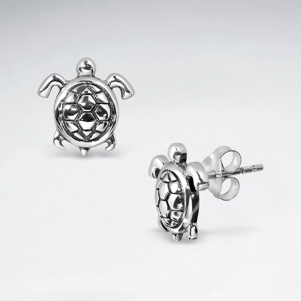 Sterling Silver Sea Turtle Stud Earrings