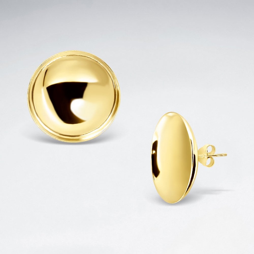 Sterling Silver Half Dome Convex Stud Earrings