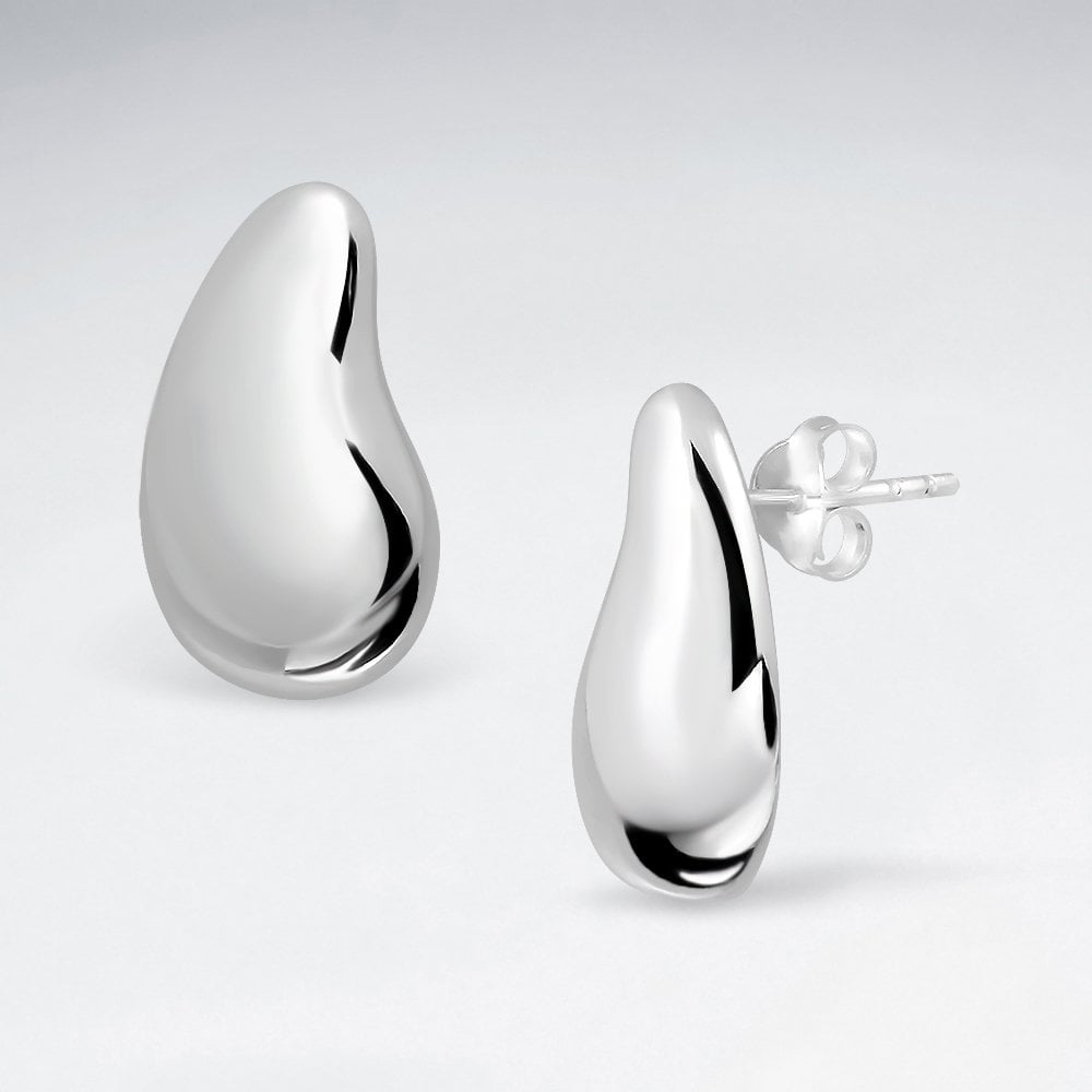 Sterling Silver Kidney Bean Stud Earrings