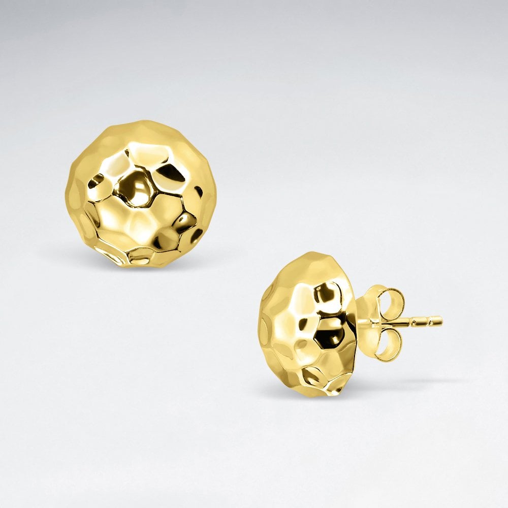 Sterling Silver Hammered Half Dome Stud Earrings