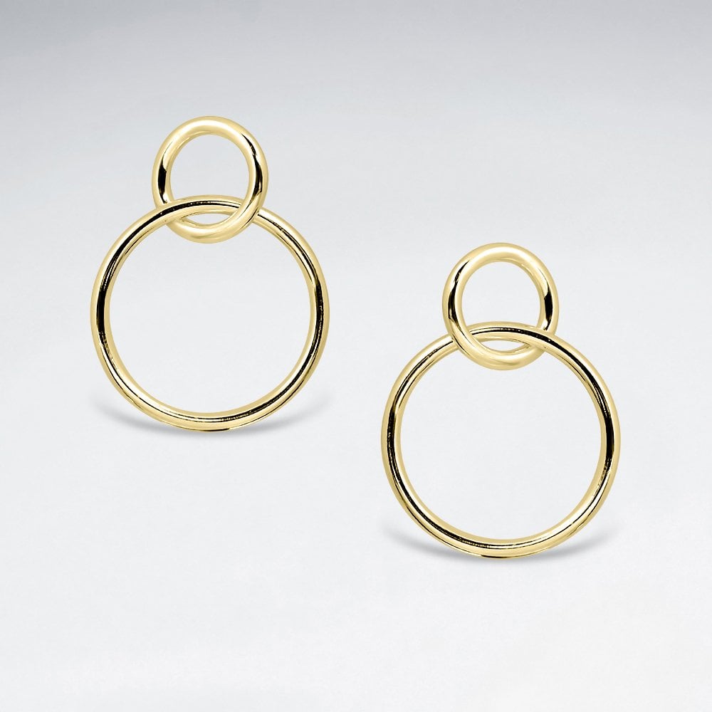 Sterling Silver Double Linked Hoop Stud Earrings
