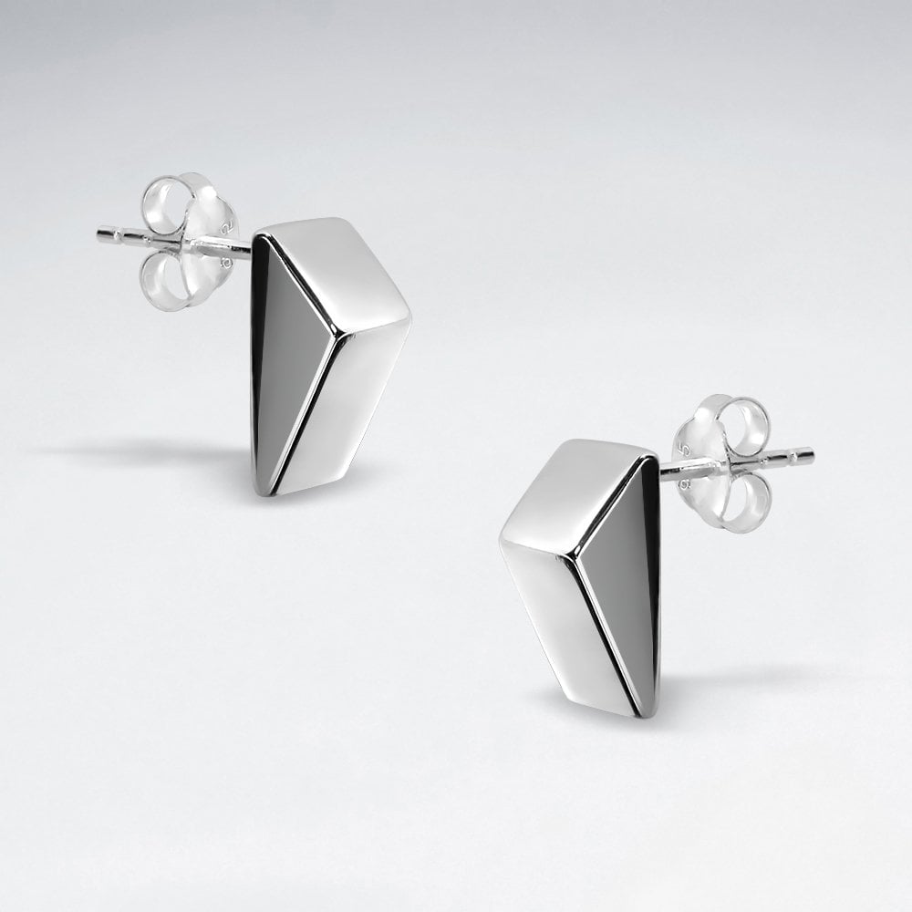 Sterling Silver Geometric Triangle Stud Earrings