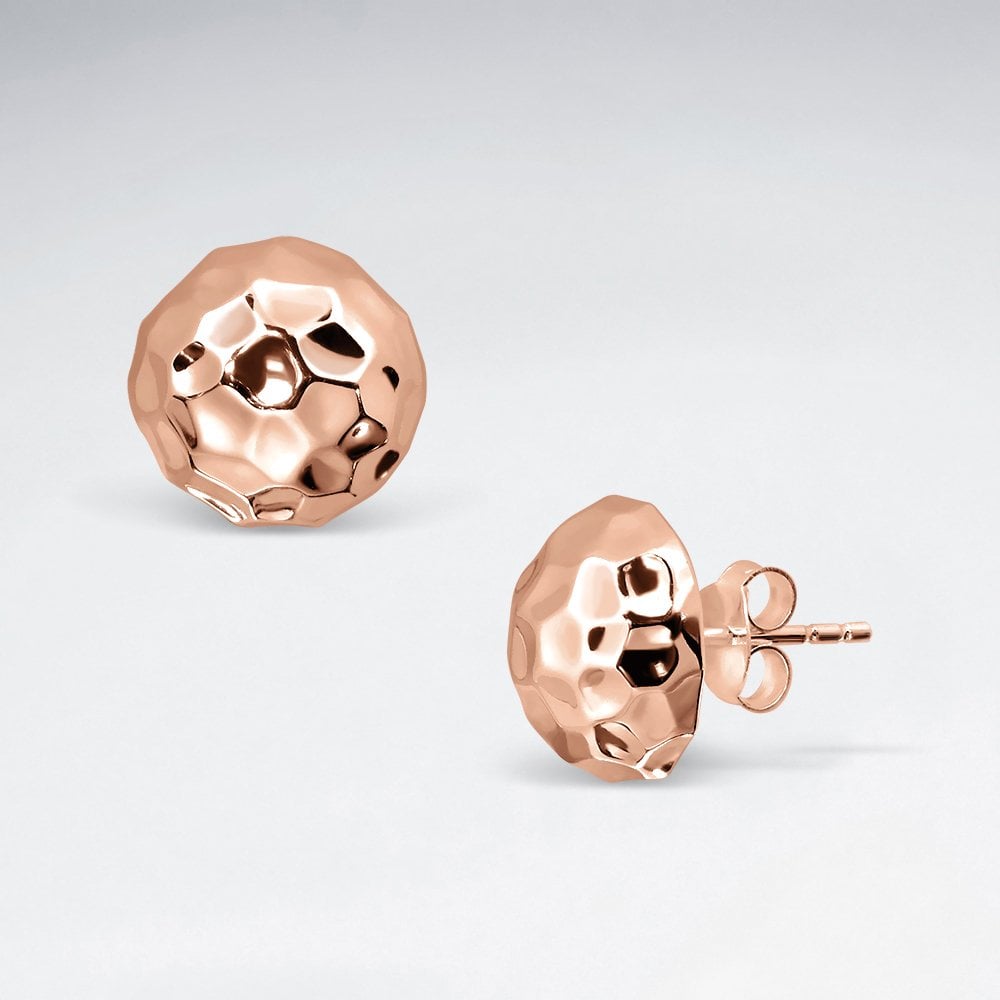 Sterling Silver Hammered Half Dome Stud Earrings