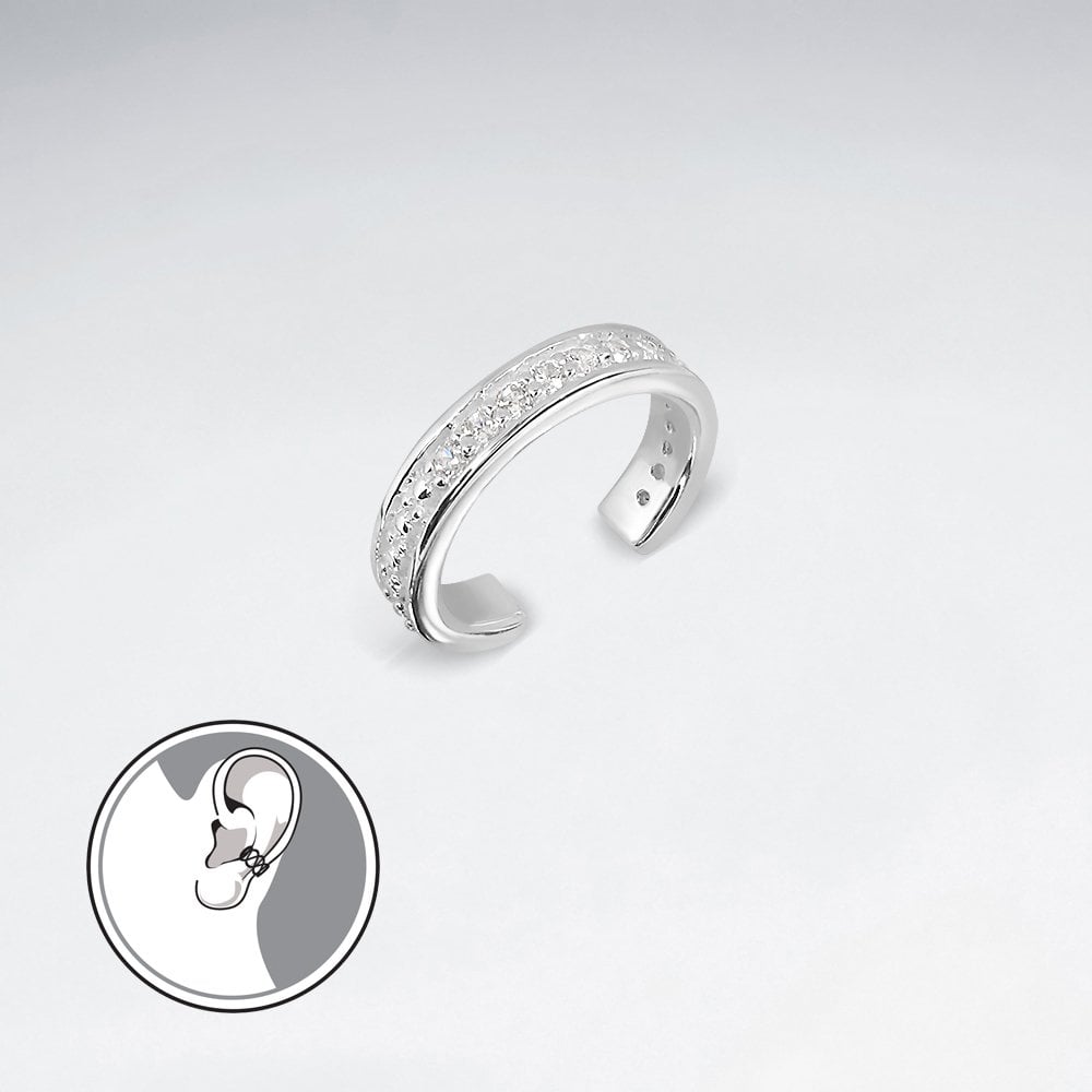 Sterling Silver Cubic Zirconia Ear Cuffs