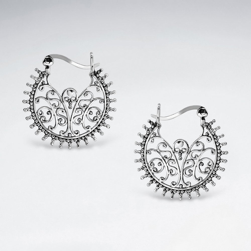 Sterling Silver Filigree Bali Hook Earrings