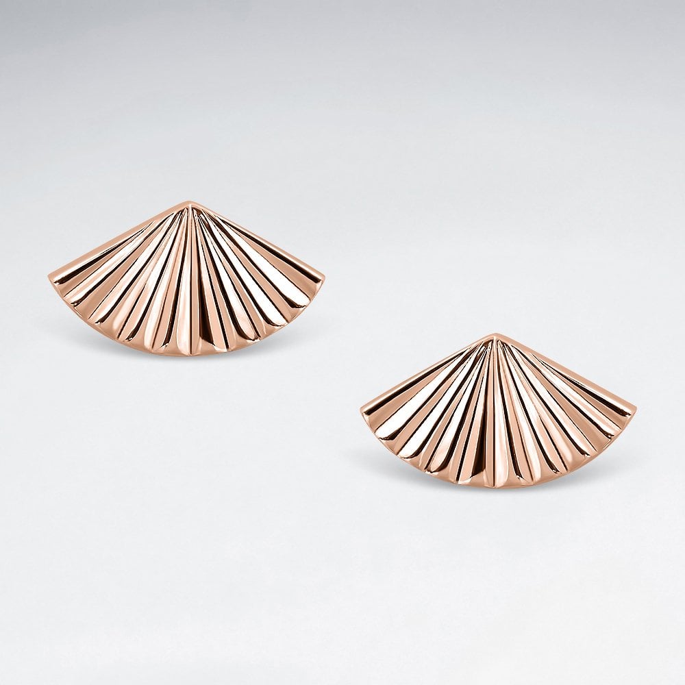 Sterling Silver Fan Stud Earrings
