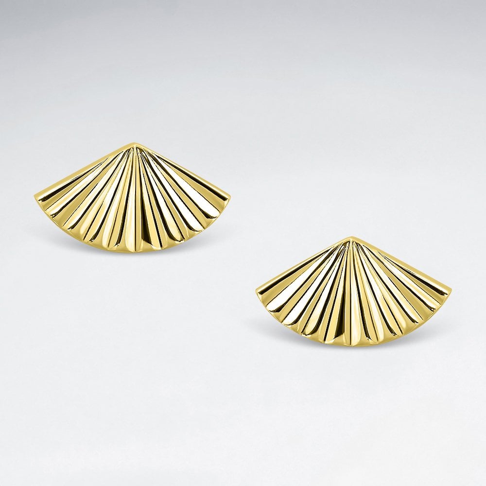 Sterling Silver Fan Stud Earrings