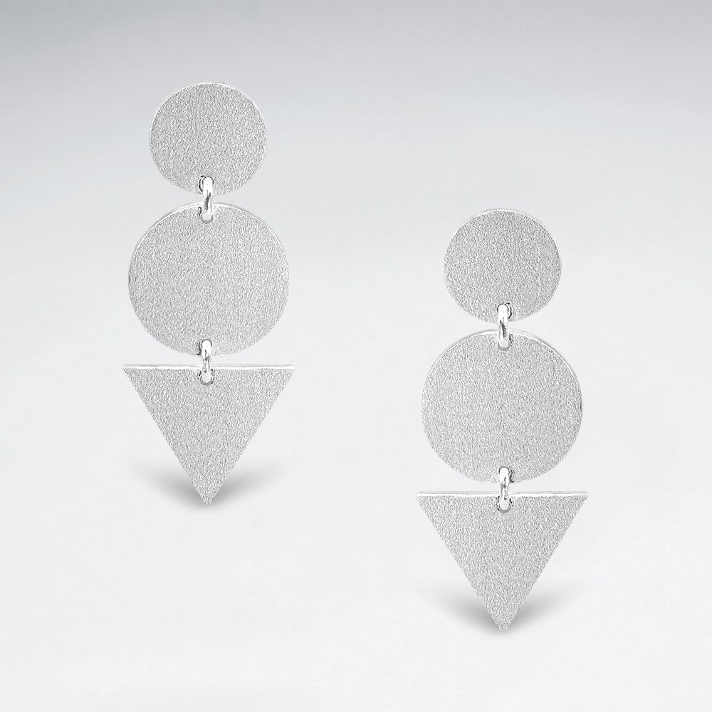 Sterling Silver Geometric Drop Stud Earrings