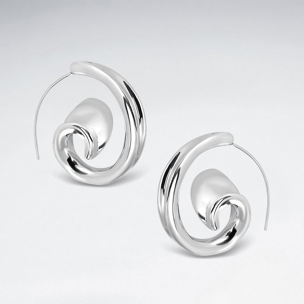 Sterling Silver Swirl Hook Earrings