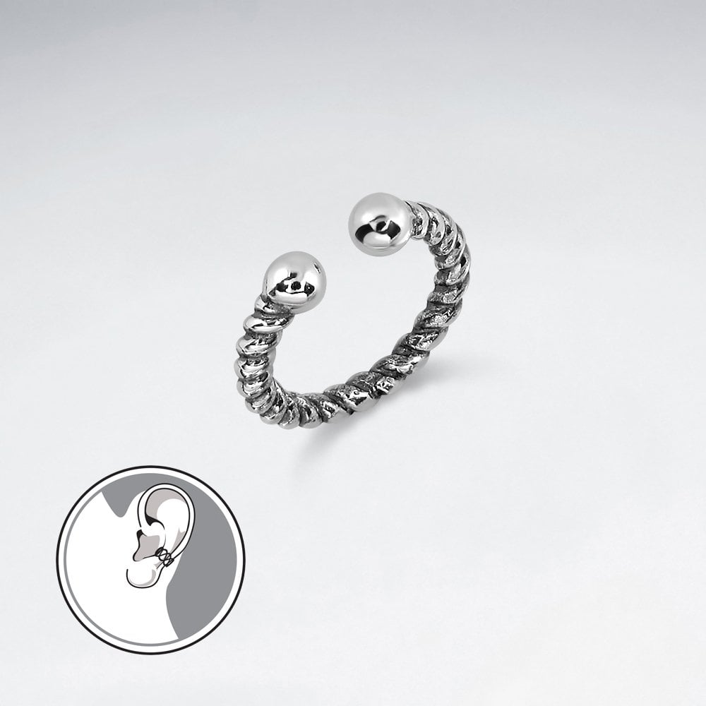 Sterling Silver Rope Motif Ear Cuffs