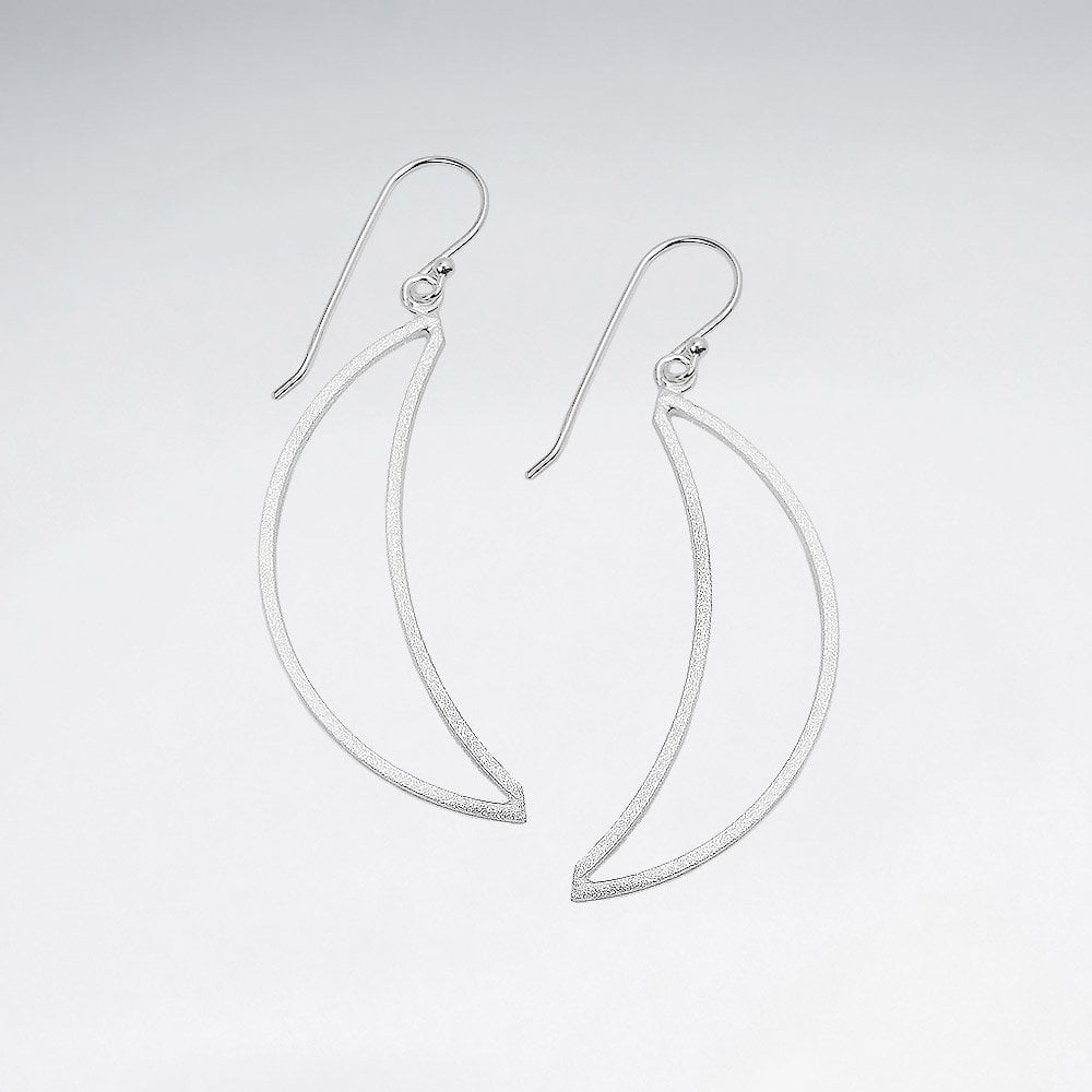 Gold Tone Silver Crescent Moon Dangle Earrings
