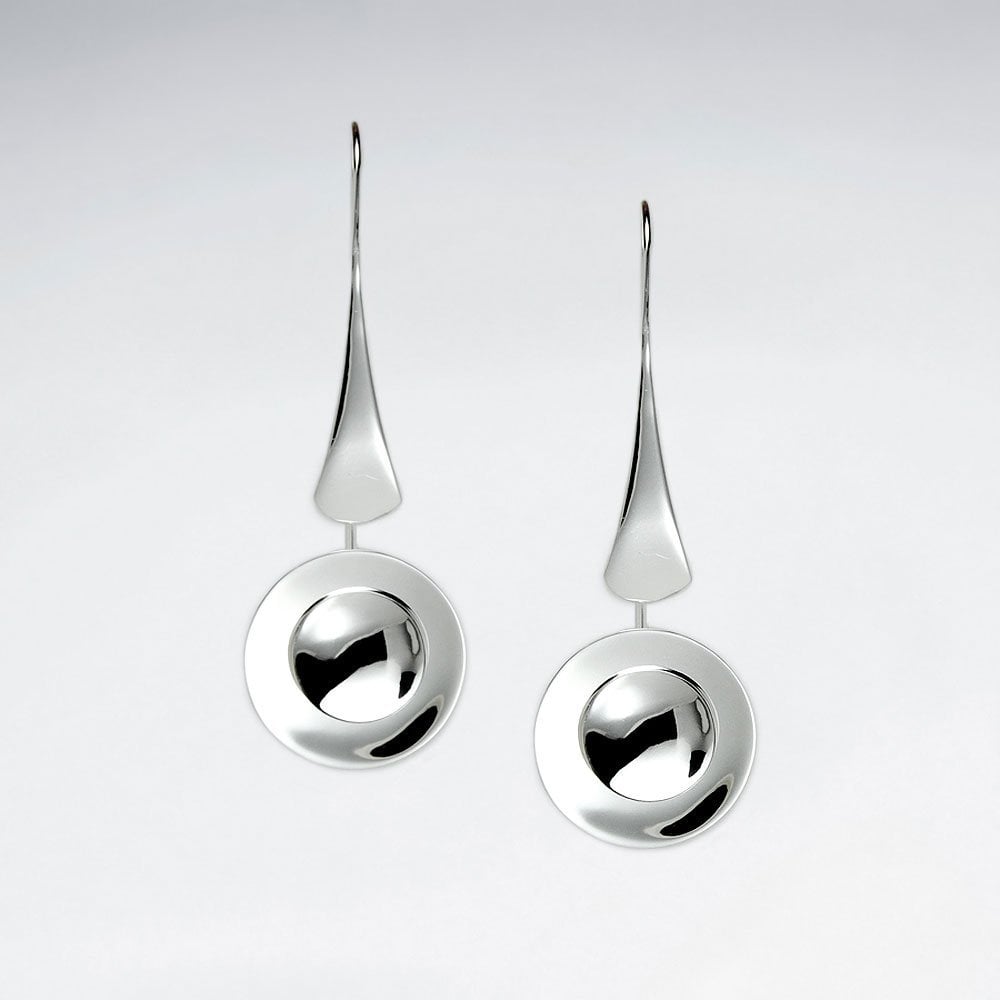 Sterling Silver Dangle Drop Round Charm Long Tiered Earrings