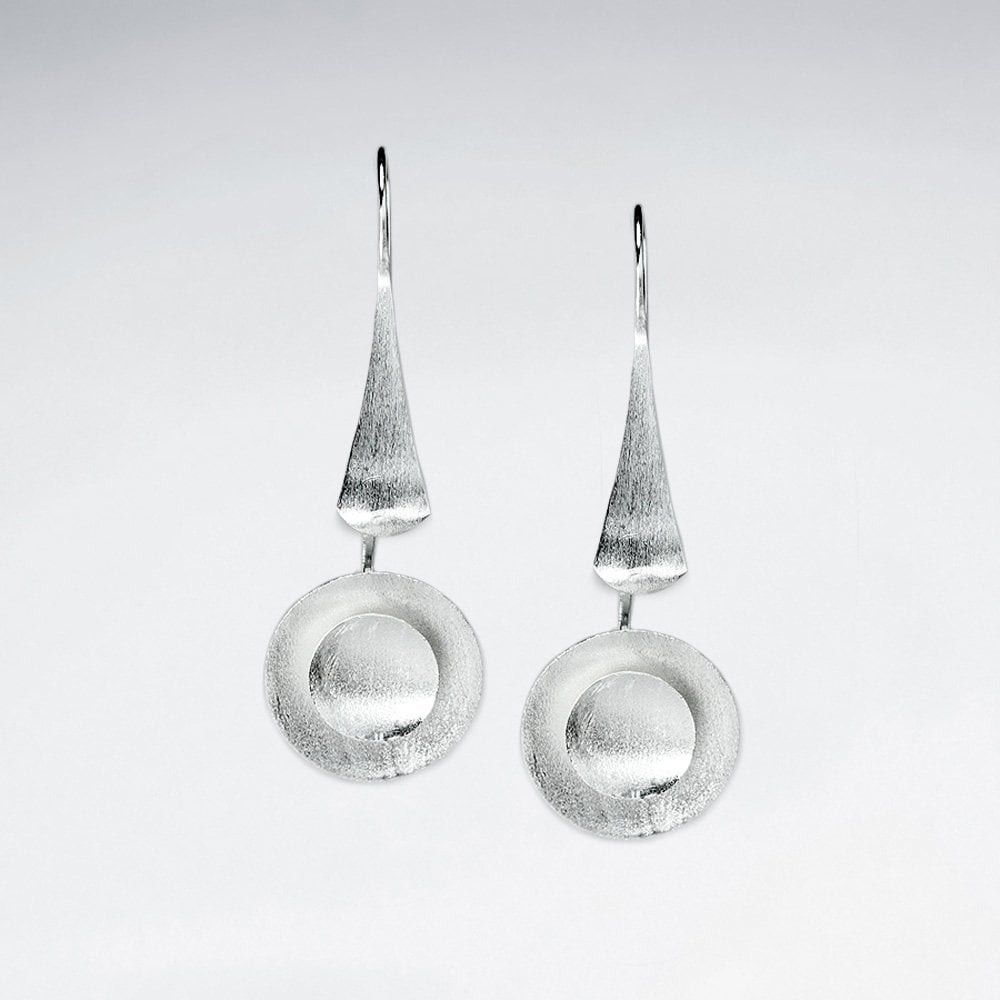 Sterling Silver Dangle Drop Round Charm Long Tiered Earrings