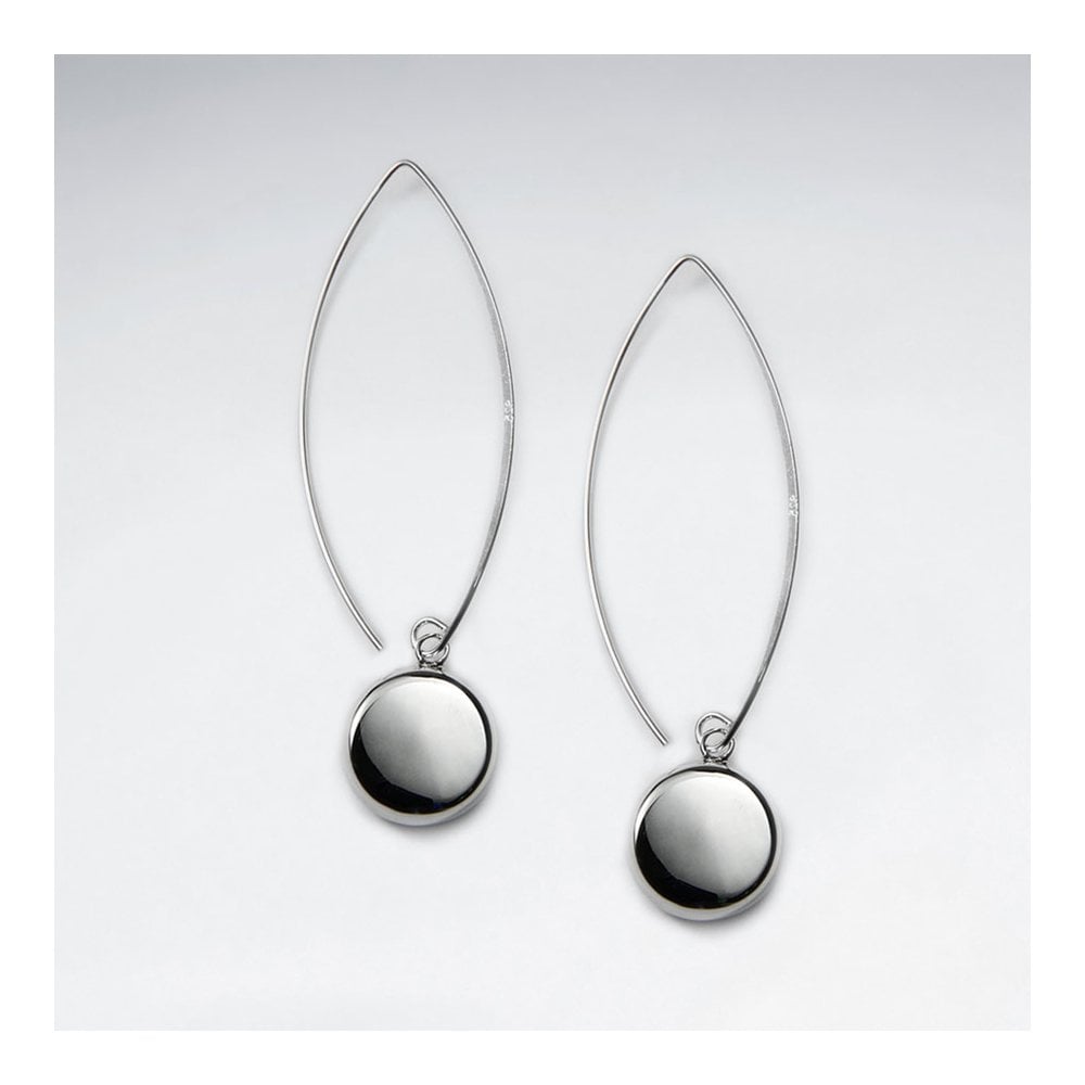 Circle Long Hook Silver Earring