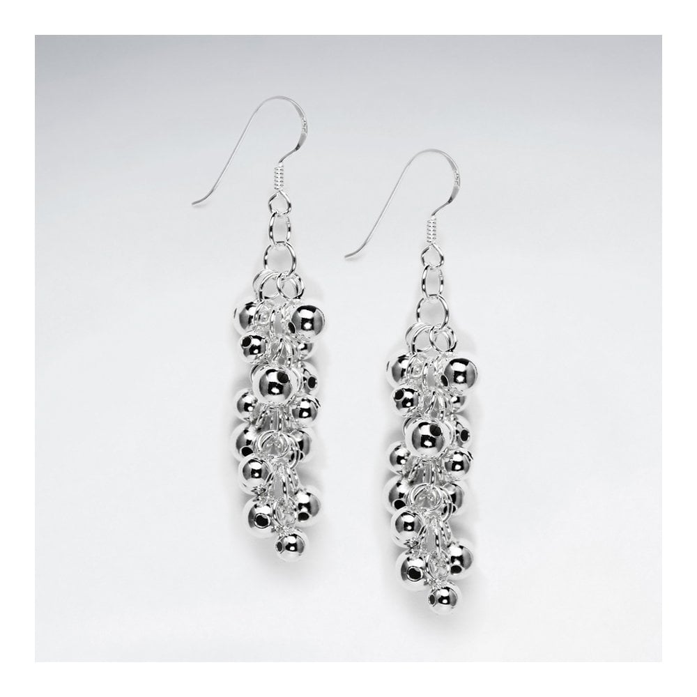 Cascaded Beads Silver Hook Earring
