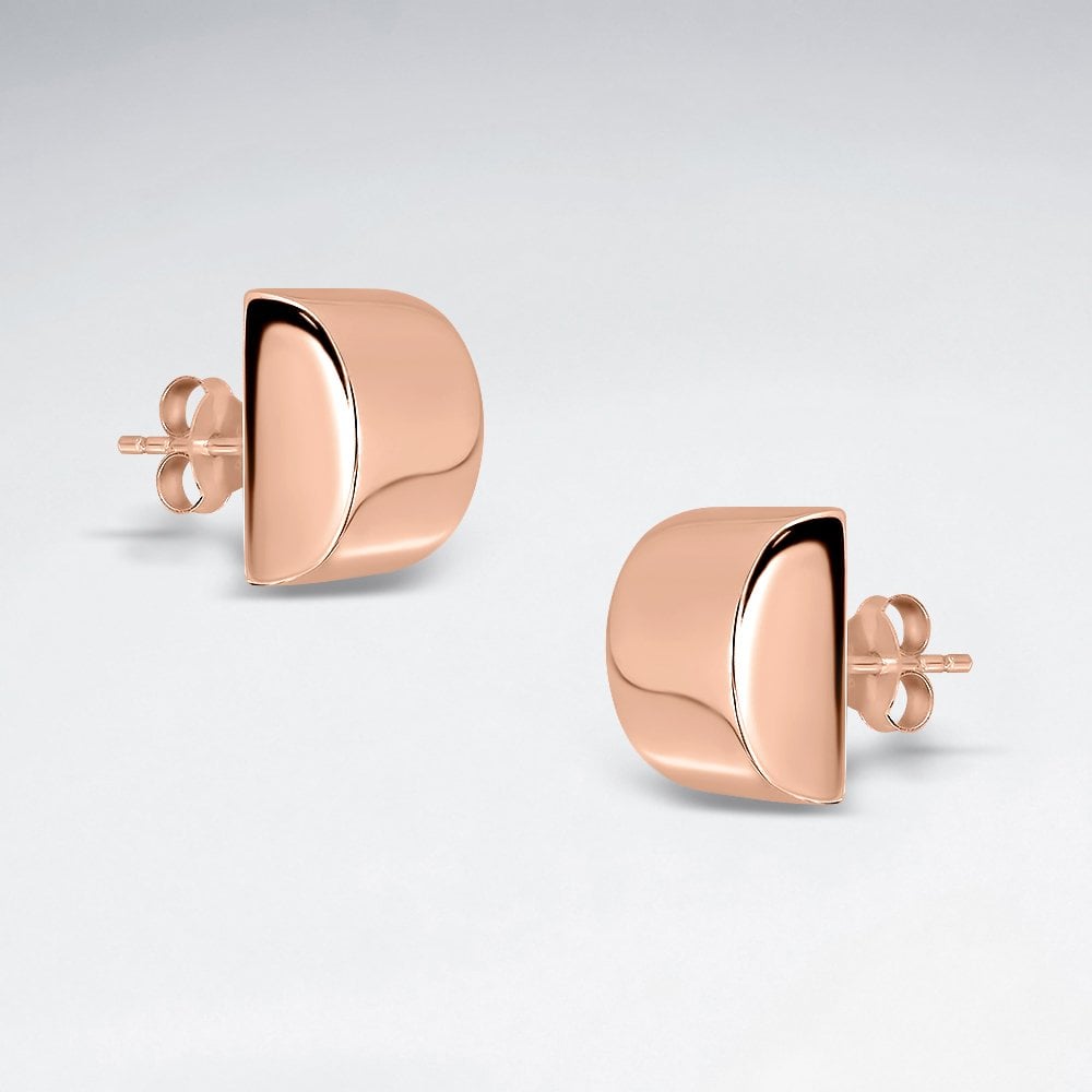 Sterling Silver 3D Semicircle Silver Earring