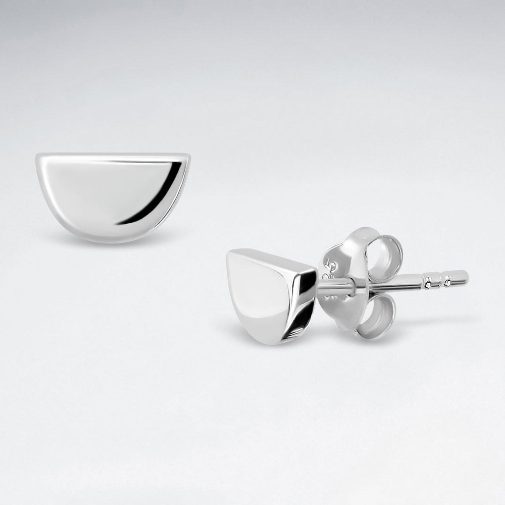 Sterling Silver Half Circle Stud Earrings