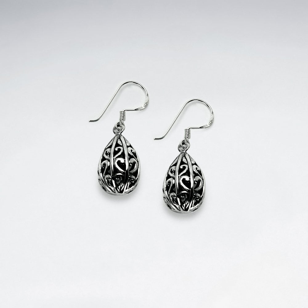 Tear Drop Shape Bali Silver Earring