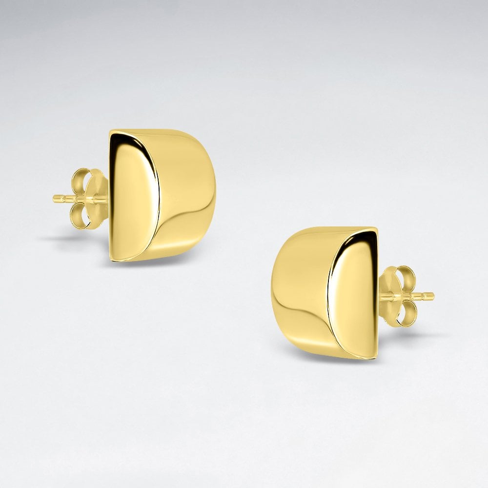 Sterling Silver 3D Semicircle Silver Earring