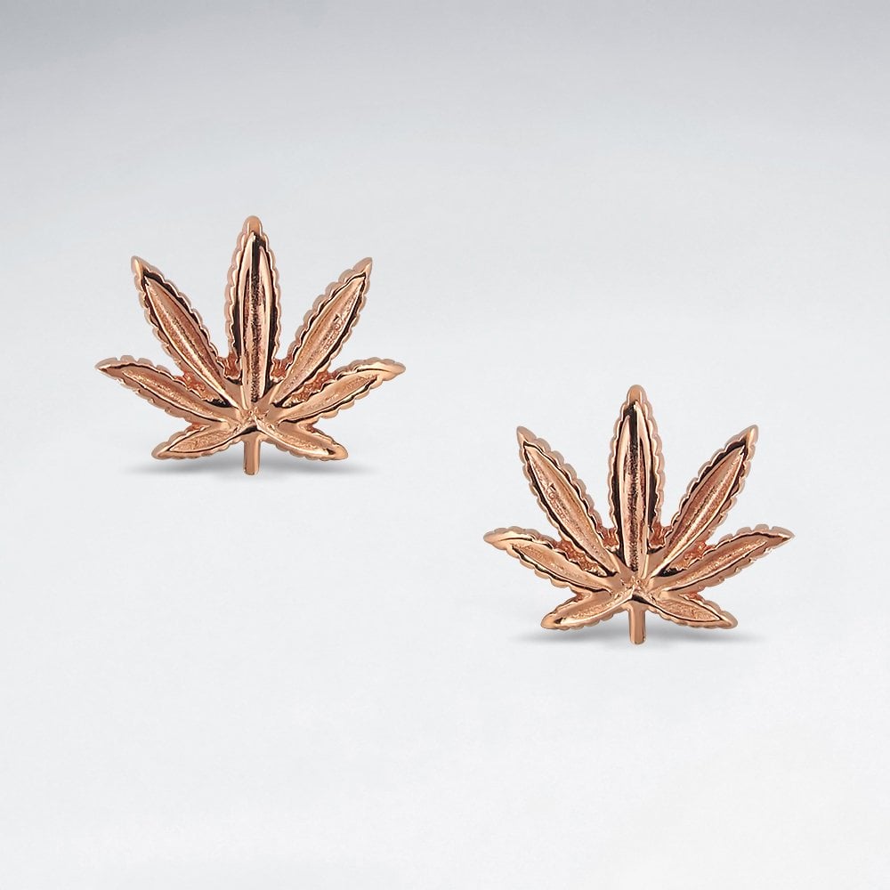 Sterling Silver Marijuana Leaf Stud Earrings