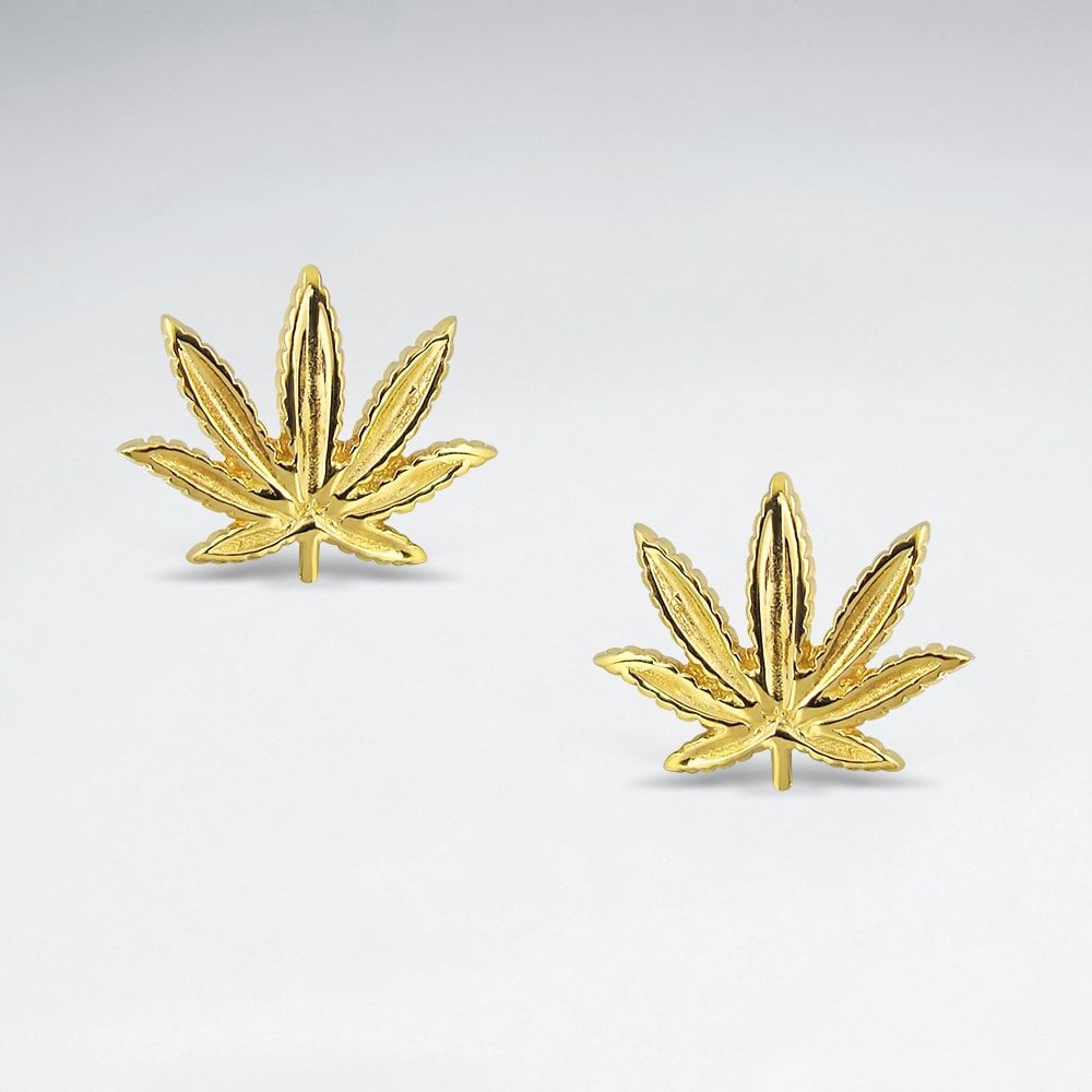 Sterling Silver Marijuana Leaf Stud Earrings