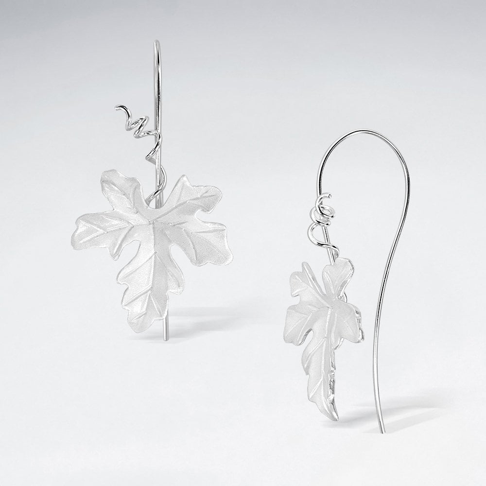 Sterling Silver Maple Embossed Leaf Earrings