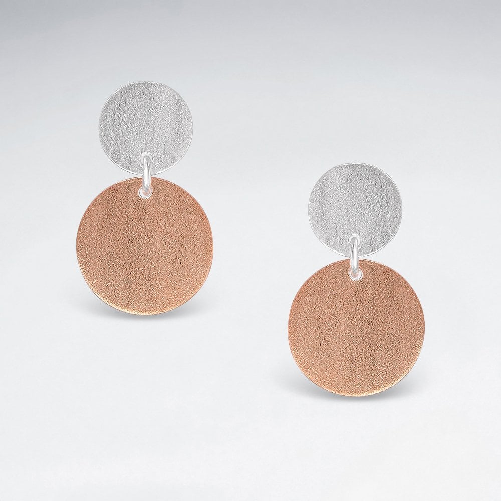 Sterling Silver Double Circle Drop Earrings