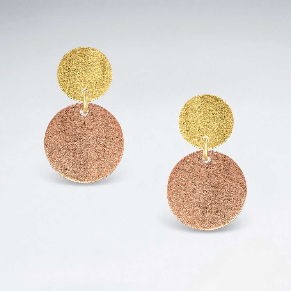 Sterling Silver Double Circle Drop Earrings