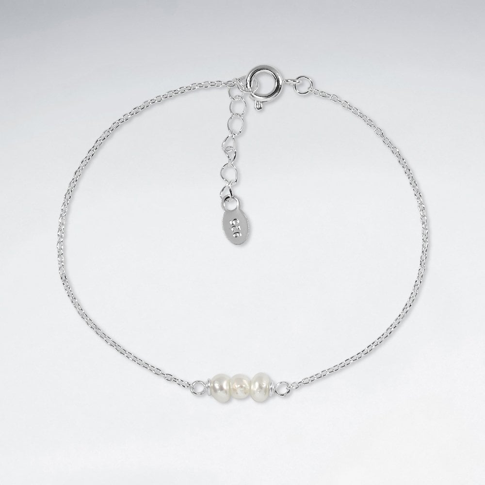 Sterling Silver Bracelet with Pearls