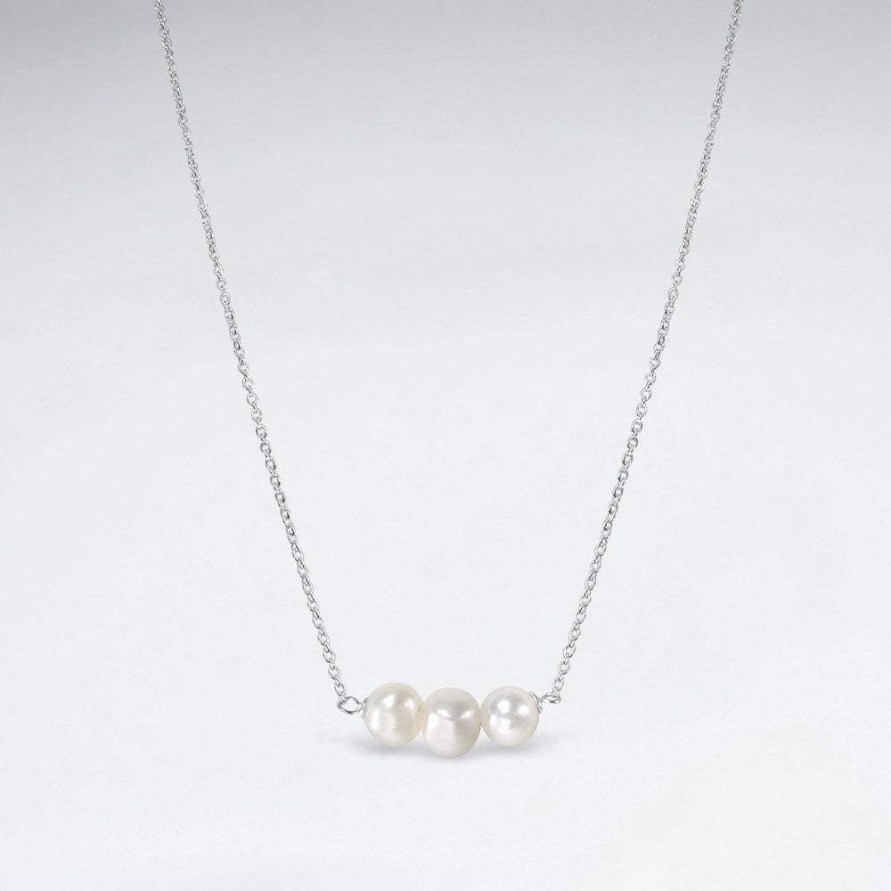 Sterling Silver Necklace with Pearls