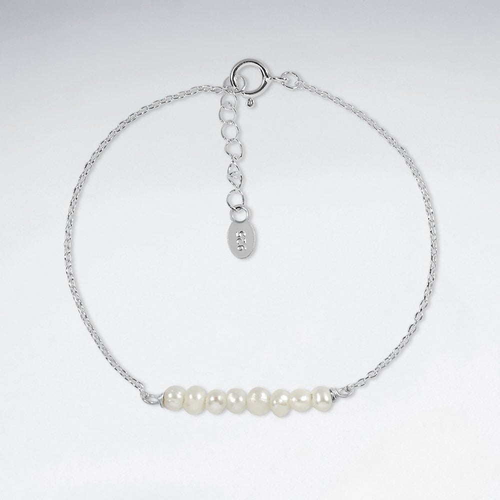 Pearls Silver Adjustable Bracelet