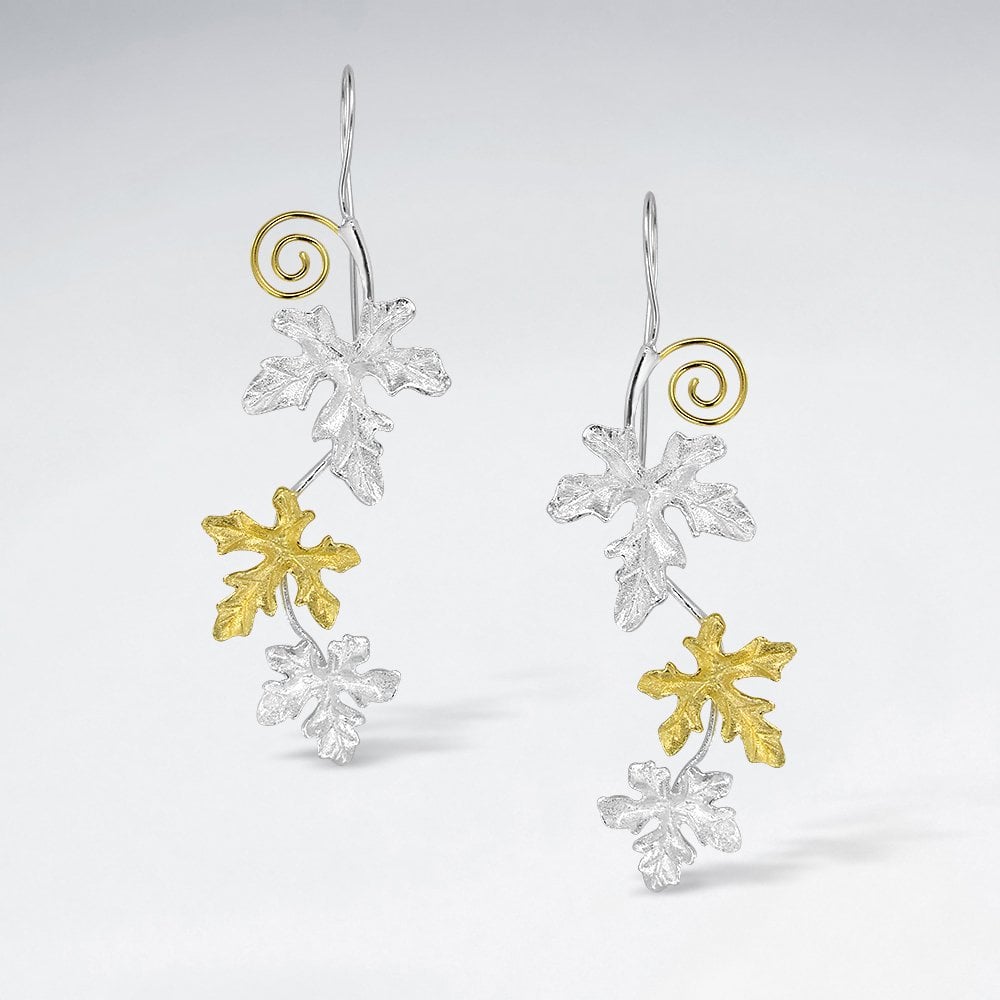 Silver Triple Ivy Gourd Leaf Earrings