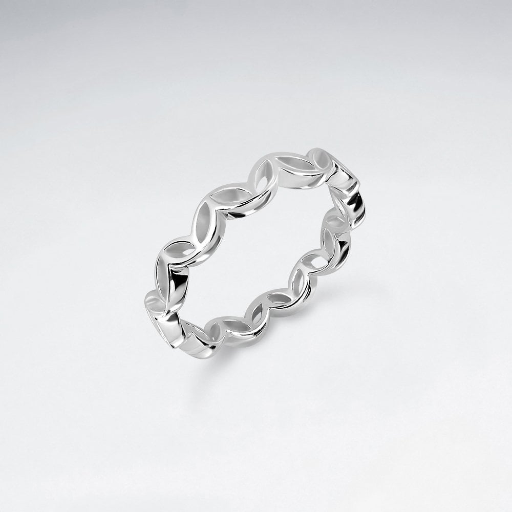 Sterling Silver Flower Leaf Ring
