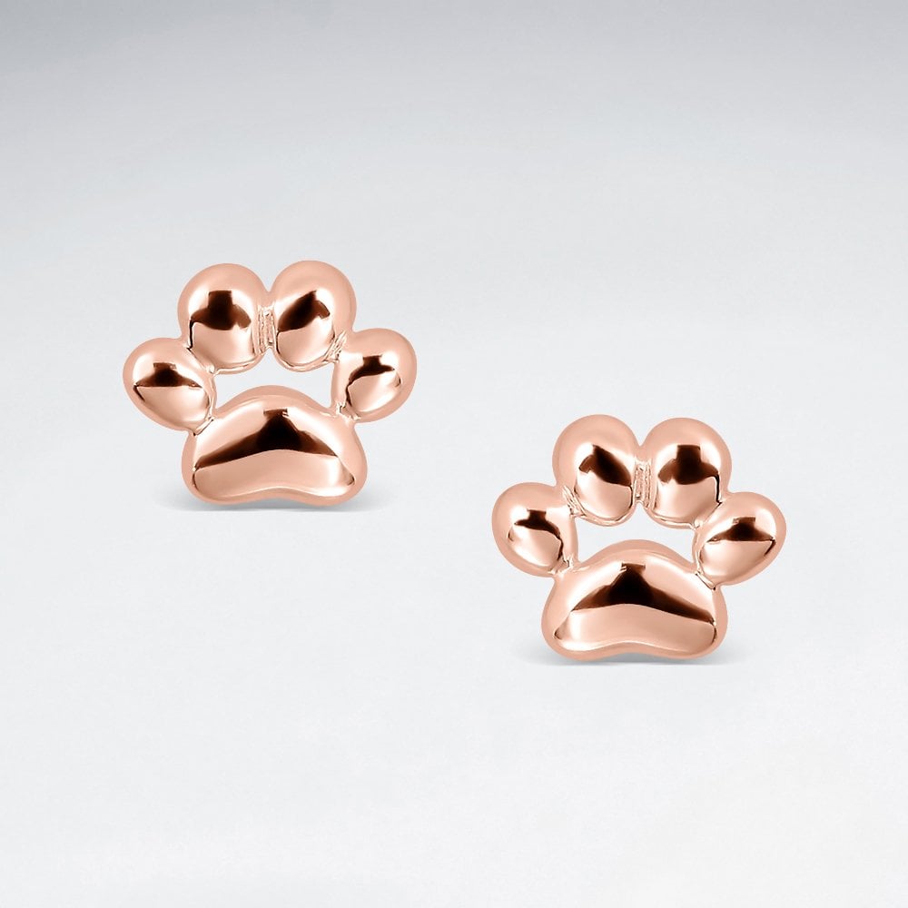 Sterling Silver Puppy Paw Print Stud Earrings
