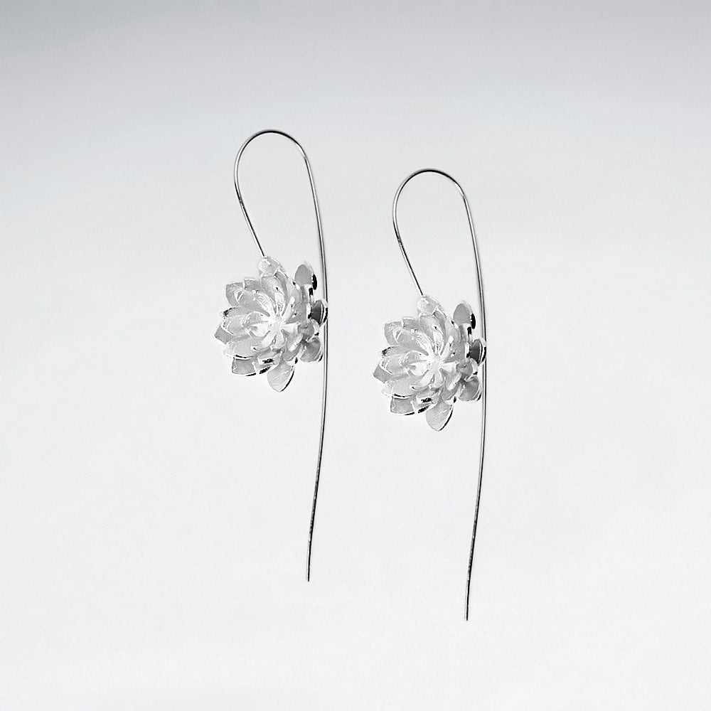 Blooming Gardens Silver Flower Threader Earrings