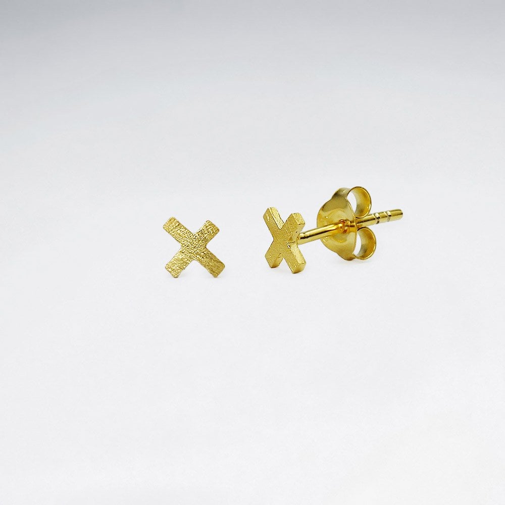 Matte Silver Cross Stud Earrings