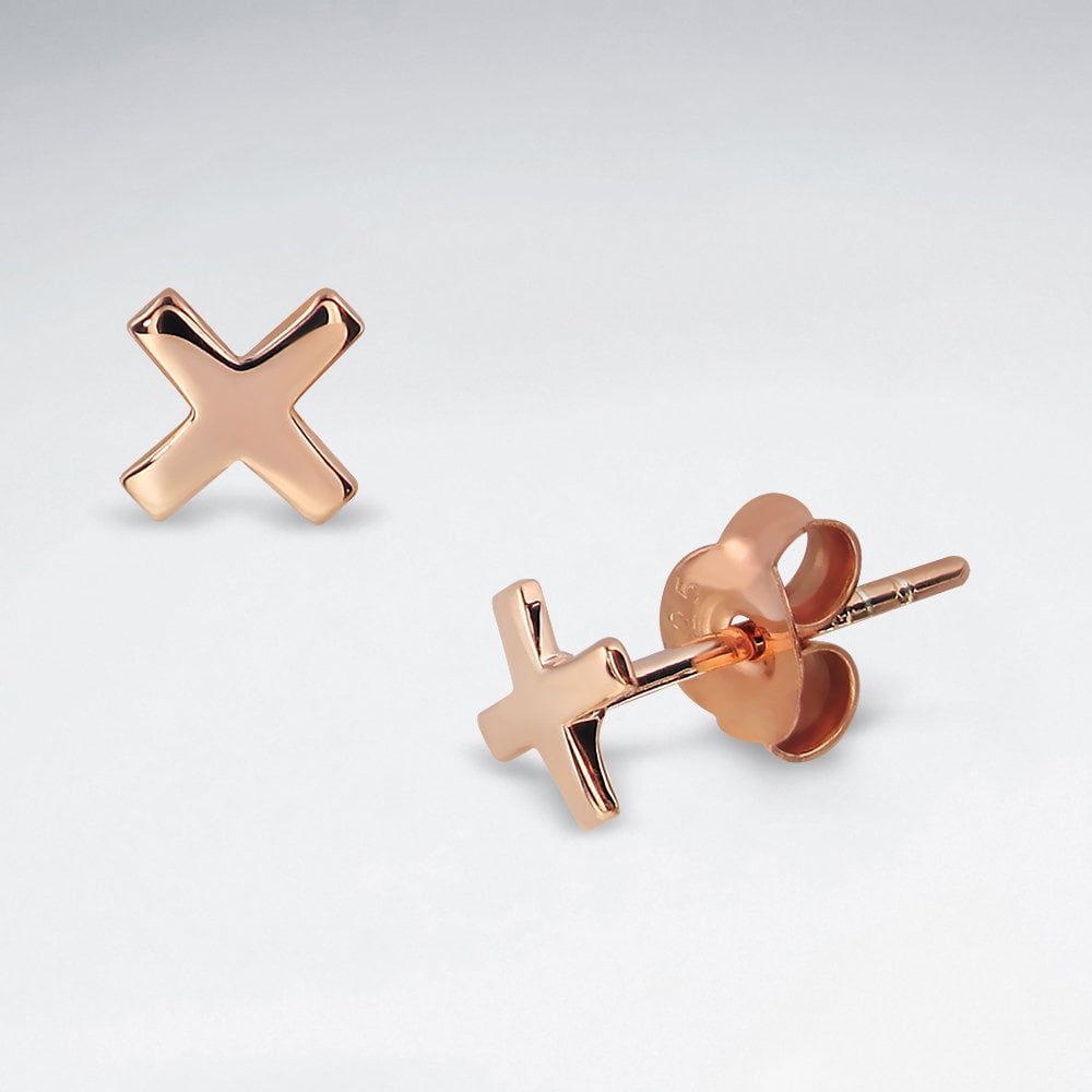 Matte Silver Cross Stud Earrings