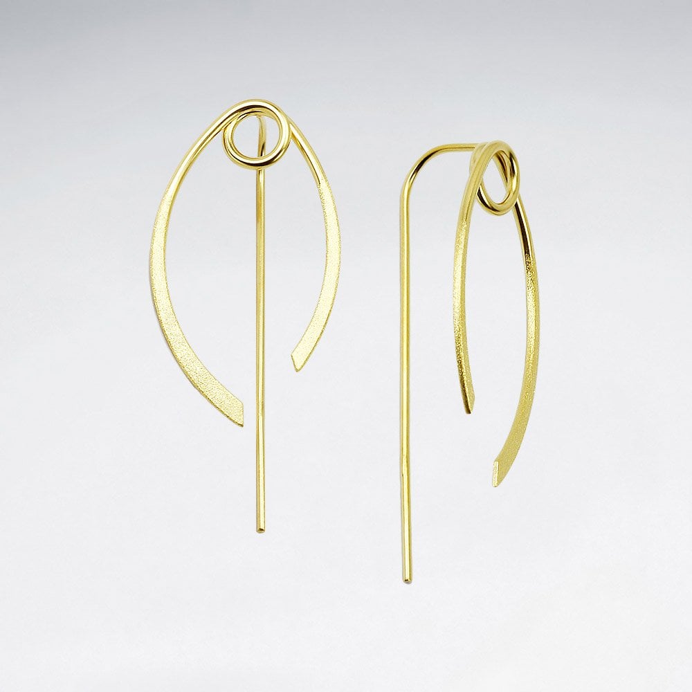 Modern Silver Abstract Freeform Hook Earrings