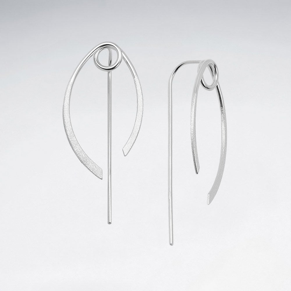Modern Silver Abstract Freeform Hook Earrings