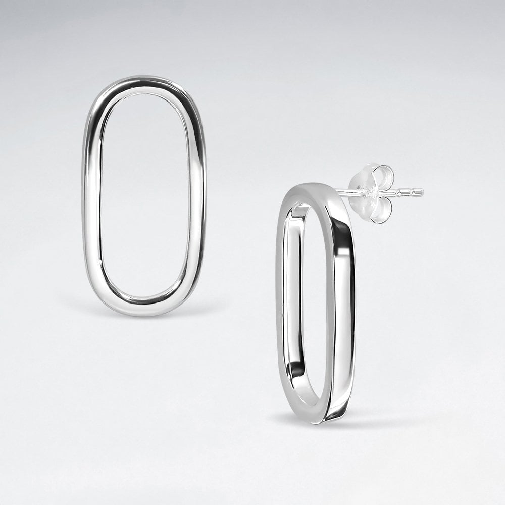 Sterling Silver Openwork Oval Stud Earrings