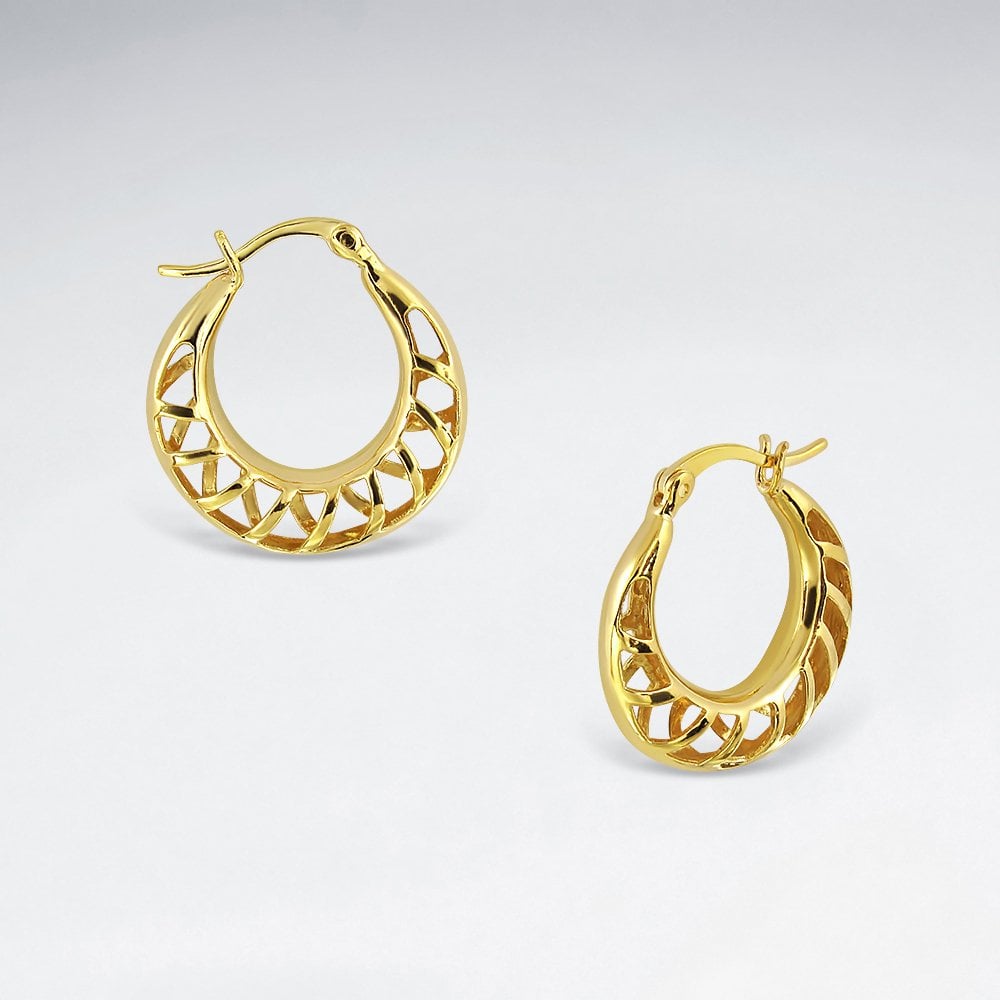 Stylish Huggie U-Hoop Detail Textured Earrings