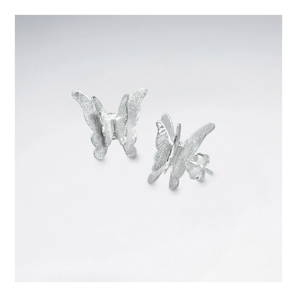 Matte Butterfly Silver Earring