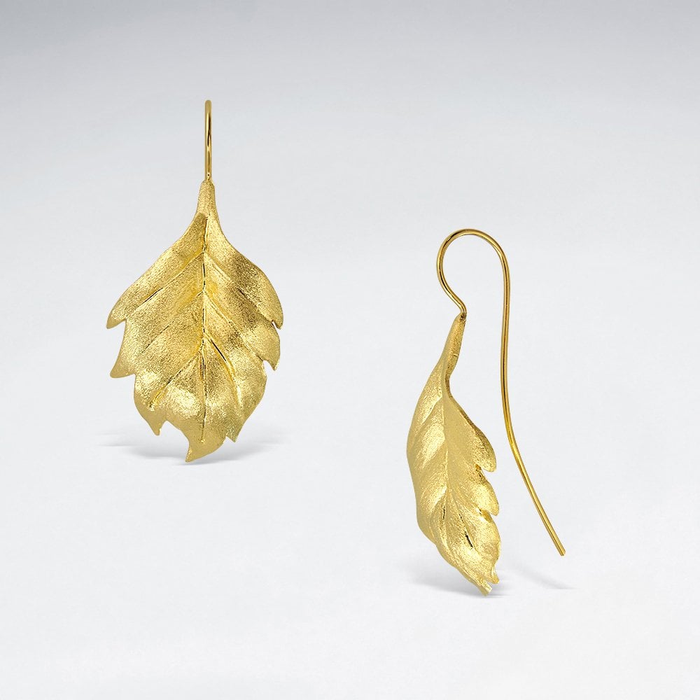 Sterling Silver Detailed Leaf Earrings