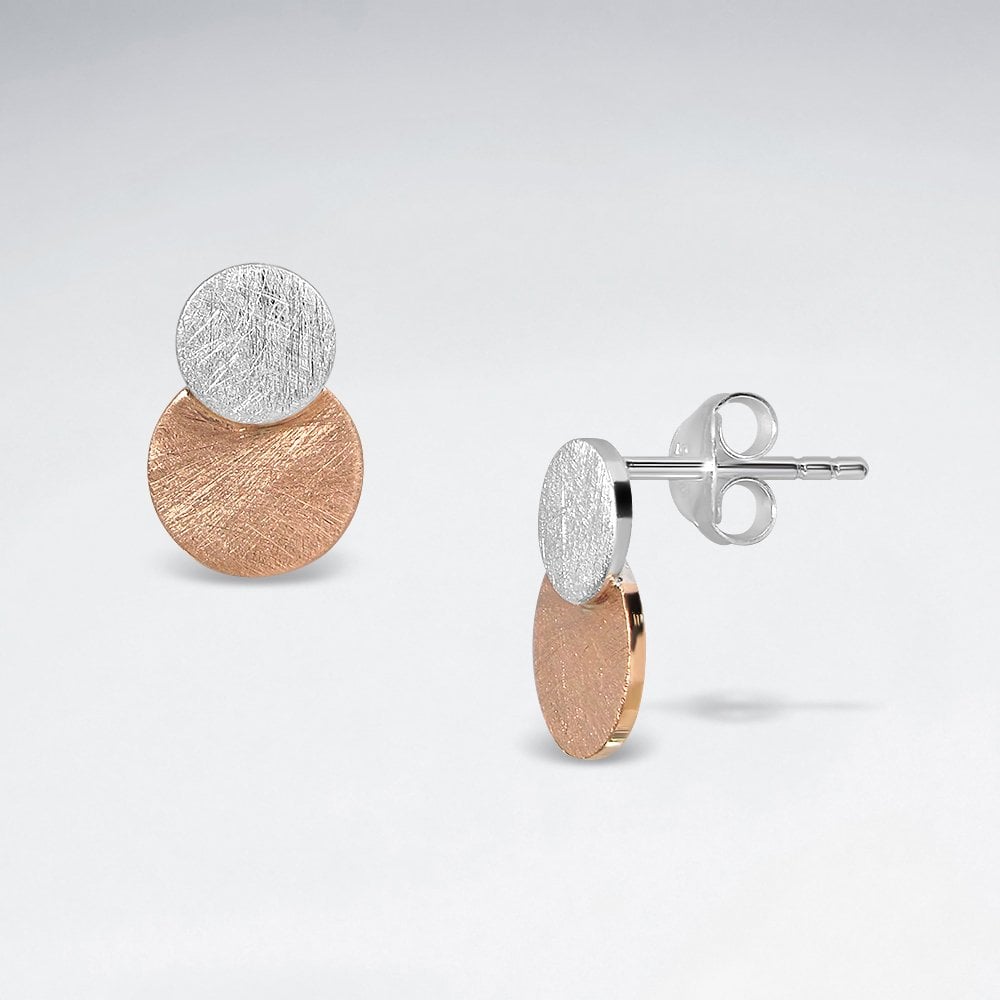 Sterling Silver Double Overlapped Circle Stud Earrings